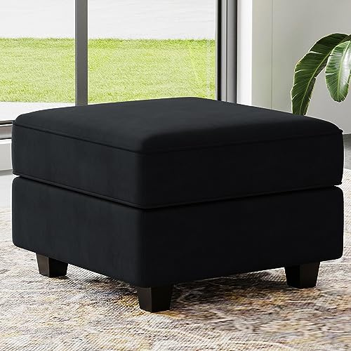 Belffin Storage Ottoman Module for Modular Sectional Sofa Square Seat Cube Velvet Foot Stool Black