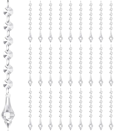 Nuenen 100 Pcs Acrylic Hanging Crystals for Centerpieces Chandelier Clear Crystal Garland Strands Ornament Acrylic Clear Beads Prisms Pendant for Christmas Tree Window Home Decoration(Lantern)