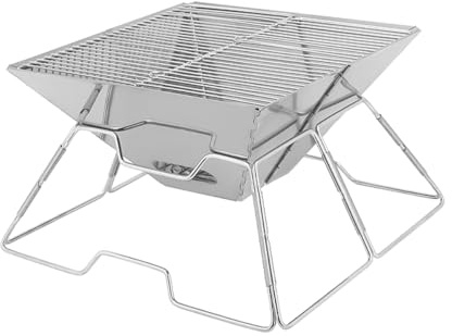 ZONADAH Utomhus vikbar grill bärbar avtagbar kolgrill ställning spis rostfritt stål grillredskap med väska för utomhus läger resor trädgård matlagning picknick