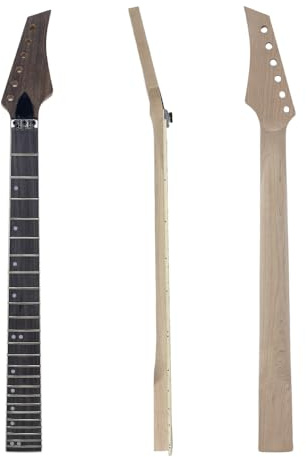 Vetimobato Maple Electric Guitar Neck 24 Fret 25.5inch Rosewood Fretboard Bolt on Heel Guitar Neck Replacement(Black Headstock Dot Inlay Fretboard with Binding)