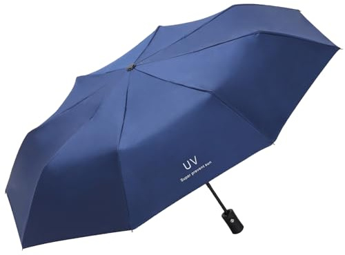 DDUP Travel Windproof Umbrella, Wind Resistant Compact Travel Folding Umbrellas, Auto Open Close Strong Wind Proof Rain Proof with 8 Strong Ribs golf umbrella for Men & Women (Navy Blue)