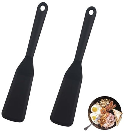 2 Pièces Spatule Coudée, Silicone Spatule à Crêpes, Mini Spatules Patisserie, Spatule à Omelette, Spatule de Cuisson Antiadhésive, pour Poisson, Œufs, Crêpes, Hamburgers