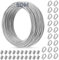 CGBOOM 50M Wire Rope Kit 2mm, 7x7 Vinyl Coated Garden Rope with Thimble 20Pcs, Aluminum Crimps 20Pcs, 304 Stainless Steel Plant Support Wire Rope for Trellis, Fence, Railing, Gardening, Clotheslines