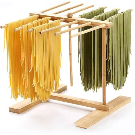 BDHI 1pc Convenient Foldable Pasta Drying Rack with 12 Bars & Wand - Easy Pasta Transfer and Storage Solution(Y303-1)