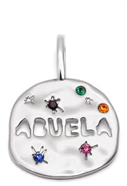 SINGULARU - Charm Abuela Latón con Baño en Rodio y Circonita. Joyas Para Mujer.