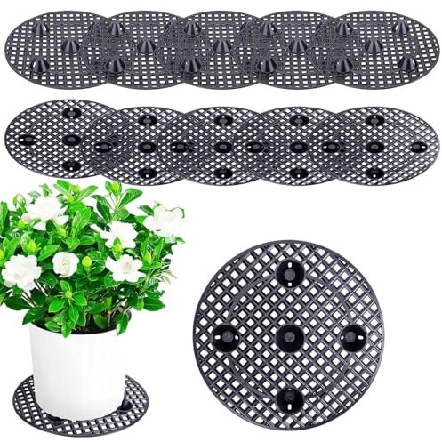 TAIZER 10 stycken 30 cm krukunderlägg växter, blomkruka underlägg, planteringsställ inomhus och utomhus för plastväxter svart rund