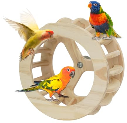 Uoqpty pour Cage d'oiseaux | Roue De Perchoir en Bois Tournante pour Oiseaux | Jouet Interactif sur Support pour Calamopsitte Conure Canari Perruche Pigeon Inséparable | Maison pour Animaux