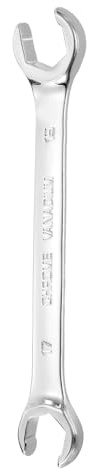 sourcing map Flare Nut Wrench 17mm x 19mm Metric Double Open End Thick Spanner Mirror Polish Finish 45# Steel Brake Line Wrench for Fuel Tube Hose Transmission Line, Silver