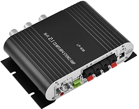 Leftwei Mini Amplificador de Potencia Estéreo, Amplificador de de Alta Potencia de 15 W X 2, de Carcasa de Aleación de Aluminio con Entrada Auxiliar de 3,5 Mm, Ideal para Automóvil, de Parlantes