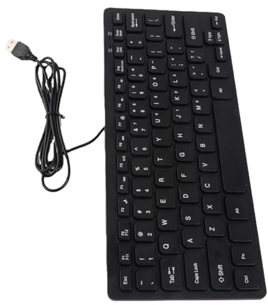 GOWENIC Kompakt 78 Tangenter Ultratunt USB-trådbundet Tangentbord | Smalt Minitangentbord för Stationär Kontorsdator för Hemmet (Svart)