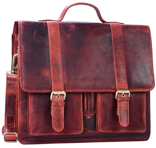 STILORD Marius Borsa in pelle da Insegnante Grande XL Professore Portadocumenti a tracolla per l'Ufficio Lavoro A4 raccoglitori in cuoio Uomo Donna Colore:nero