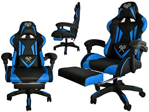 MT MALATEC Sedia da gaming da ufficio, con poggiapiedi, ergonomica, 8978