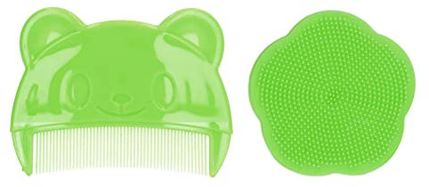 Luqeeg Cradle Cap Brush and Comb, Baby Bath Silicone Brush, Soft Sensory Scrubber Baby Hair Comb with Soft Silicone Bristles Helps Gently Massage Care Scalp, Baby Care Essential for Dry Skin(Green)