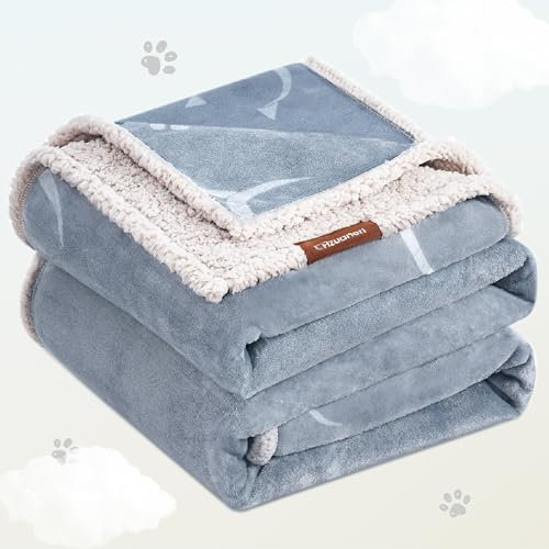 Hzuaneri wasserdichte Hundedecke, katzendecke für Katzen, Sherpa Fleece Haustier Decke für Mittelgroße und Große Hunde, Katzen, L, 150 x 127 cm, maschinenwaschbar, Beidseitiger Sofabezug-Schutz, Grau