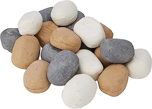 The Stove Wizard Ceramic Coal Effect Fireplace Pebbles Pack of 30 – Small Mixed White Grey Beige Heat Resistant Stones for Gas Fires Bioethanol Burners LPG & Electric – Made in UK