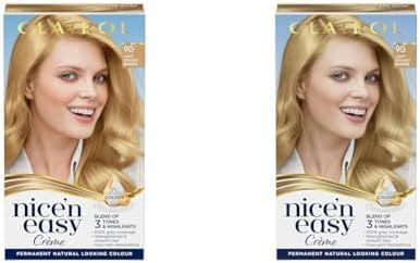 Clairol Nice'n Easy Crème, Natural Looking Oil Infused Permanent Hair Dye, 9G Light Golden Blonde (Pack of 2)