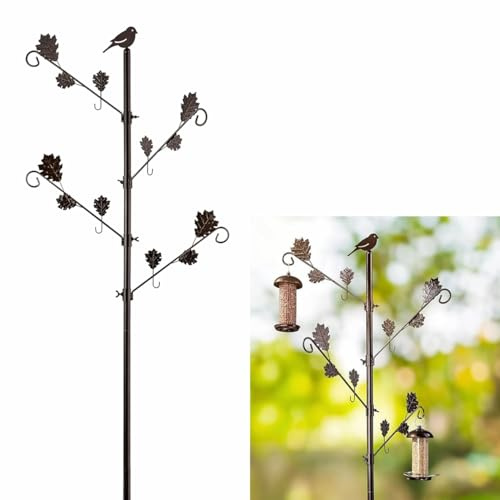 DIVCHI Bird Feeder Hanging Station Pole Birds Feeding Station Metal Stand for Small Birds Garden Decorations (Only Station, Feeder Not Included)