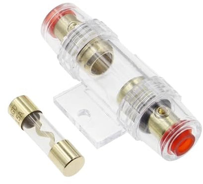 LEWLUIRZA 1 Satz Sicherungshalterblock for Auto-Fahrzeug-Subwoofer-Audio-In-Line-AMP-Verstärker-Kabellehre vergoldet (Size : No Fuse)