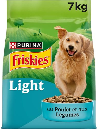 FRISKIES Croquettes Chien Light Adulte Poulet Légumes Croquettes allégées au Poulet pour Chien en surpoids 7KG