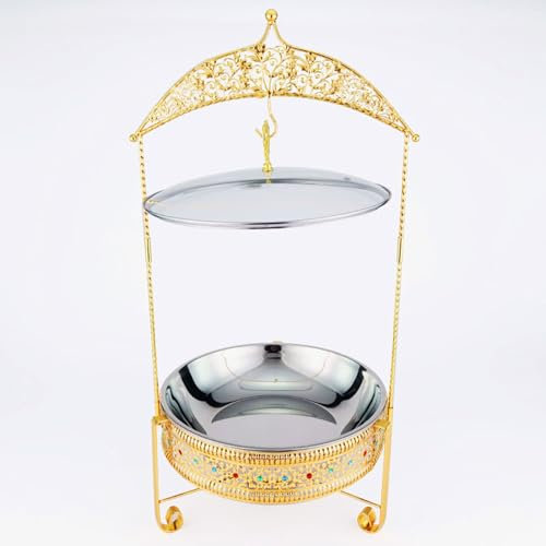 Set da buffet caldo in acciaio inox - vassoio da buffet con coperchio sospeso, server a buffet e riscaldamento, attrezzatura per contenitori per il riscaldamento degli alimenti da tavola (Size:4.5L,