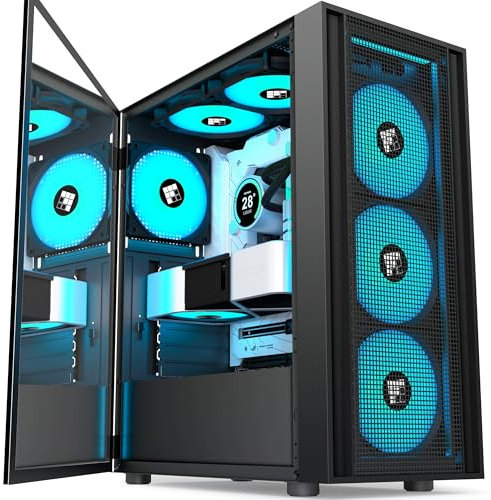 FOIFKIN PC Gehäuse - Vorinstallierter 4 PWM ARGB-Lüfter, ATX Mid-Tower Gaming PC Gehäuse (K11)