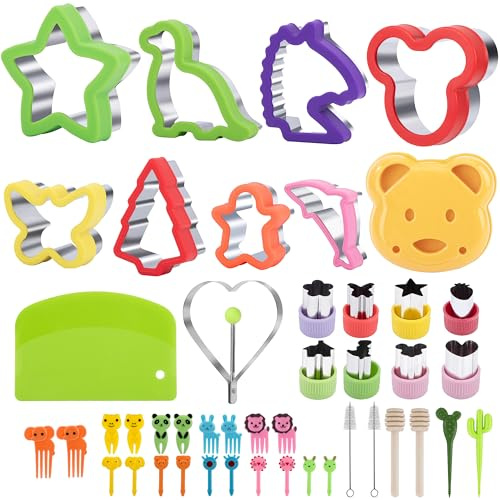 Taglierine per Sandwich per Bambini, 45 Pezzi Tagliabiscotti in Acciaio Inossidabile, Formine Biscotti Animali Stampi per Frutta e Verdura, Dinosauro, Stella, Unicorni, per DIY Decorazioni