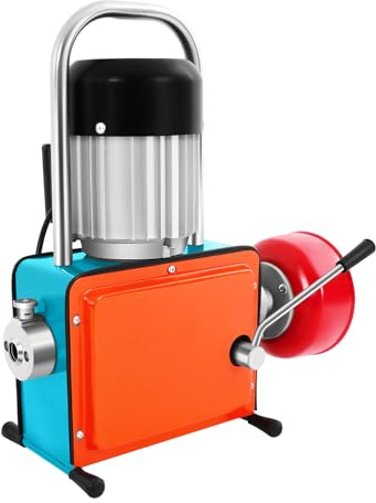 Rörrengöringsmaskin, 1 000 W rörrensare, elektrisk, 12 m lång fjäder, 30 m rengöringslängd, toppfläkt, avloppsledningar, toalettkorsar, restaurangförlopp