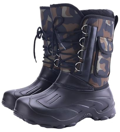 Harssidanzar Bottes de chasse hivernales pour homme, longues, extrêmement chaudes & imperméables avec protection anti-écrasement EVA et poche latérale,RM028,Vert,Taille43