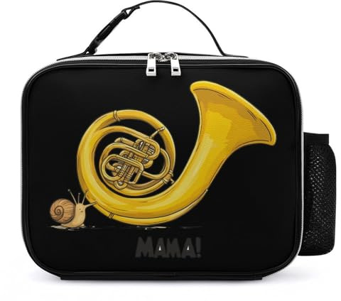 French Horn Snail Orchestra Lunch Bag Insulated Lunch Box Container Reusable Lunch Tote Bag