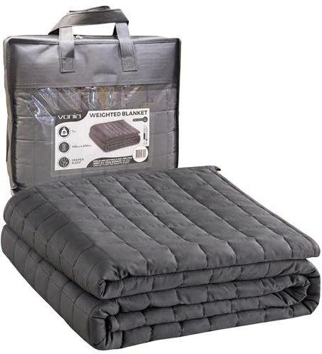 Vonia Manta con Peso para Adultos - Manta Grande De Algodón De 7 Kg, 150 X 200 Cm | Manta Doble Pesada Gris para Aliviar La Ansiedad | Mantas para Cama Y Sofá Que Mejoran El Sueño Y Relajan El Cuerpo