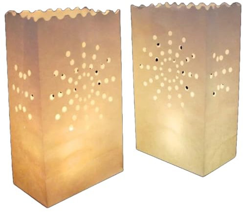 10pcs Sun Luminary Paper Candle Tea Light Lantern Bags Wedding Garden Anniversary Birthday Night Decorations Evening Party, White