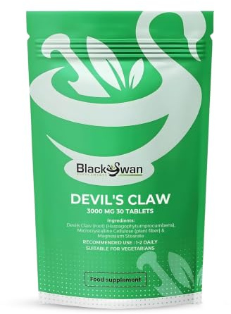 Black Swan Devil's Claw Tablets - 3000mg Antioxidant Formula Anti Inflammation Joints Digestive Health Muscle Pain Relief Natural Herbal Supplement - 30 Tabs 1 Month Supply