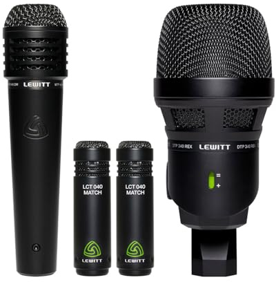 Drum Mikrofon Set BEATKIT mit 4 XLR Mikrofonen Kondensator inkl. 1x Kick Drum Mikro 1x Snare Mikro & 2X Overheads | Perfekt für Live Bühnen & Studio Aufnahmen | Inkludiert Mikrofone & Zubehör