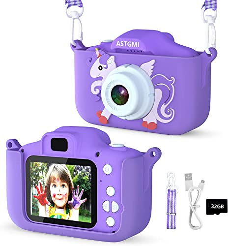 Barnkamera, 2,0-tums display digitalkamera, presenter till 3 4 5 6 8 7 9 10 11 år pojkar och flickor, 1080P HD anti-drop fotoapparat för födelsedagspresent julleksak (lila)
