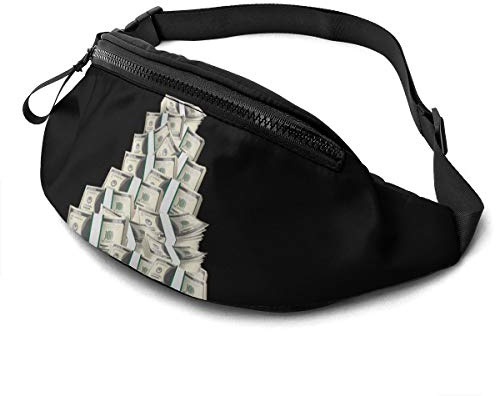 Pile de Billets de Banque Sac de Taille Poche à Bretelles réglables avec Prise Casque pour Hommes et Femmes
