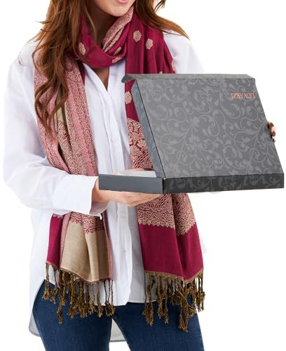 Coffret Cadeau Foulard Rouge Rose Femme – Pashmina Femme, Foulard Chaud et Doux | Viva Magenta Écharpe Rouge femme