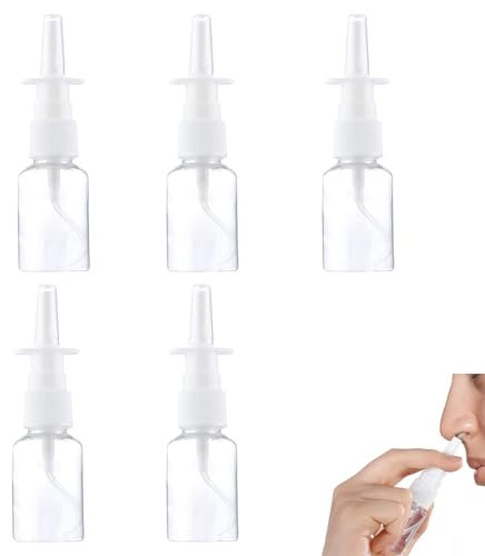 5 pcs Nasal Spray Bottles Refillable Fine Mist Sprayers Empty Nose Mist Sprayer,Essential Oils Continuous Fine Mist Plastic Water Spray Saline Bottle,Refillable Empty Spray Bottle for Home Outdoor