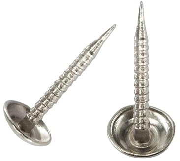 AUXBC 100 PCS Mini Upholstery Nails, 4/5 Decorative Furniture Tacks, Round Head Furniture Thumb Pushpins DIY Tacks with Threaded Leg for Sofa Bed Message Board Photo Walls, Silver
