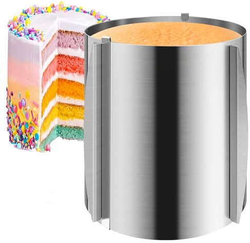 Cercle à Patisserie Reglable Ø 16-30cm, Grand Anneau à Gâteau, Hauteur 20cm Cercle à Gâteau Extensible en Acier Inoxydable Cercle Gateau Extensible, Moulle a Gateau pour Dessert, Gâteau, Pâtisserie