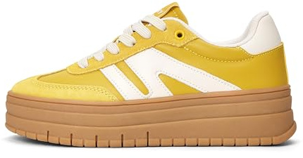 LUCKY STEP Sneakers à Plateforme Femme - Wedge Classique Toile Rétro Tige Basse Confort Marche
