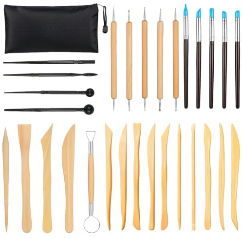 30 Stück Modellierwerkzeug, Foam Clay Töpferwerkzeug, Pottery Set Modelierwerkzeugset, Modelliermasse Töpfer Werkzeug, Molymer Clay Tools Mit Aufbewahrungstasche, Sculpting Tools für Töpfer Künstler
