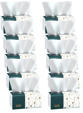 Gesichtstücher – 4-lagiges weiches Papier, weiches Material, sanfte Servietten, saugfähige Taschentuch-Packung, hautfreundliches Gesicht, Taschentücher für Zuhause, Küche, Bad, Reisen, Auto, Schule