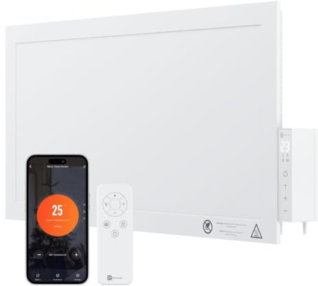 BR Bringer Infrarot Hochleistungsheizung 1200 Watt - Kompakte Infrarotheizung 60×30cm mit integriertem Touch-Thermostat, WLAN & App - Heizstrahler Alternative für Indoor & Outdoor (weiß)