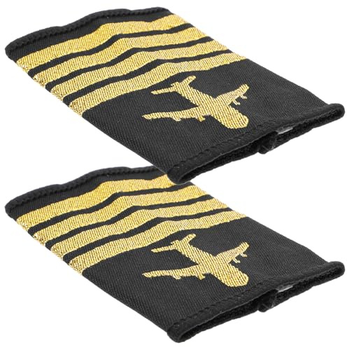 JOYOFREELY Charreteras de Uniforme de Piloto Vintage 4 Barras, Aplique de Hombro Resistente para Disfraz y Uniforme, Accesorio Tradicional para Pilotos, Paquete de 1 Par, Uso en Eventos