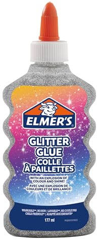 Elmer's PVA Glitter Glue | Silver | 177 mL | Washable & Kid Friendly | Great for Arts & Crafts Projects