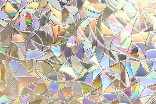 MARAPON® Sichtschutzfolie Fenster Regenbogeneffekt [44.5x200 cm] inkl. eBook mit Profitipps - statische Haftung - Fensterfolie selbsthaftend Blickdicht - 3D Dekorfolie Milchglasfolie