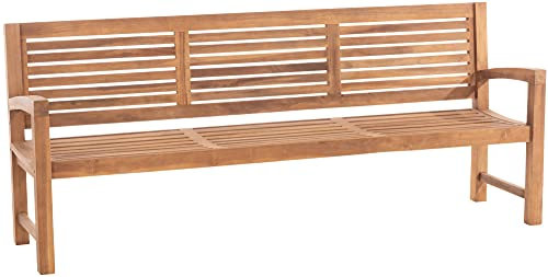 CLP Teakbank Halden I Holzbank Für Den Garten I Sitzbank Mit Armlehnen, Farbe:Teak, Größe:220 cm