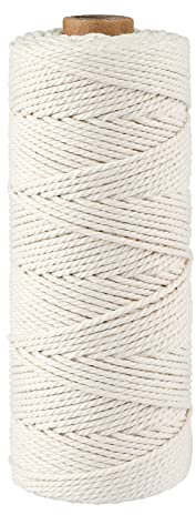 jijAcraft - Corde en Coton Naturel 1,5mm x 200M, Fil Coton Macramé Ficelle pour Bricolage, Décoration, Cuisine, Travaux Manuels