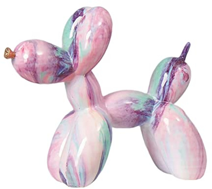 Tubayia Resin Balloon Dog Puppy Statue Decorative Figure Graffiti Sculptures Table Decoration Living Room Decoration (Pink)