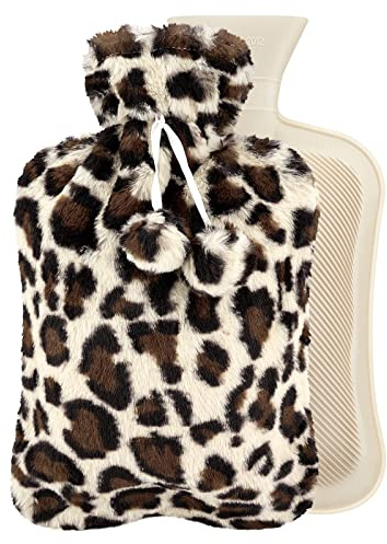 Borsa Acqua Calda 2L con rivestimento soffice - Boule Acqua Calda in gomma per la terapia del caldo e del freddo, borsa dell'acqua calda a tenuta stagna per bambini e adulti che si tengono al caldo